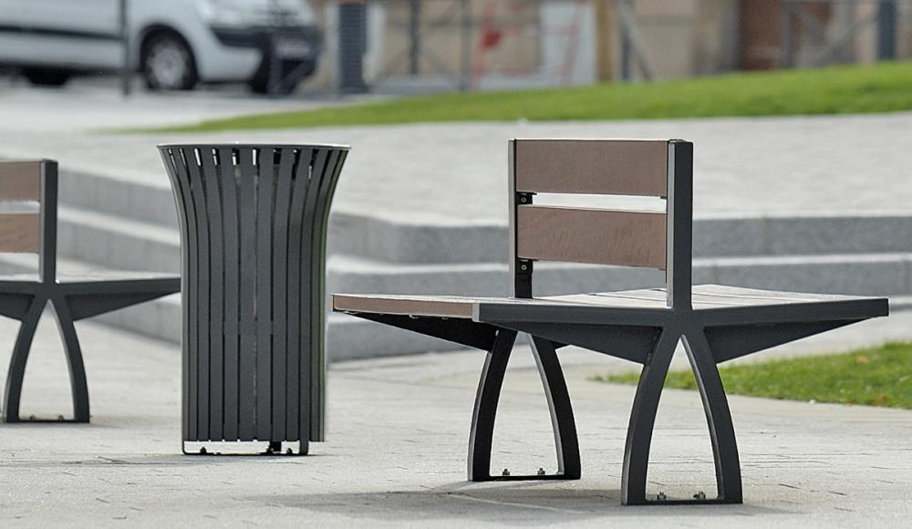 Cleo double bench & Solis bin - street furniture