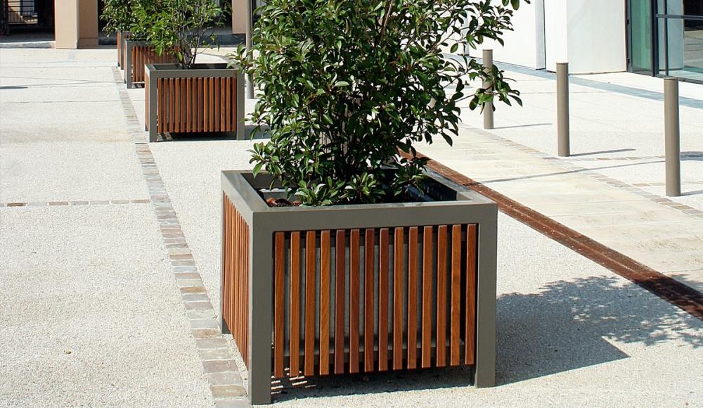 Jardinière bois & acier Cinéo carrée