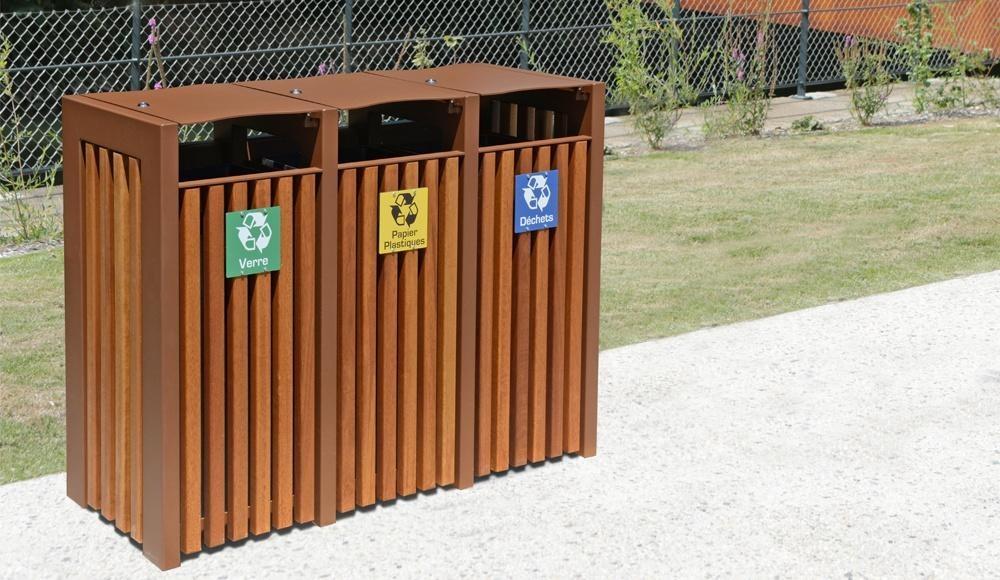 Mobilier urbain, Matériel de collectivités, Bancs de jardin, Extérieur  Corbeille de tri sélectif Clap 50 litres - Poubelle de tri à couvercle  basculant