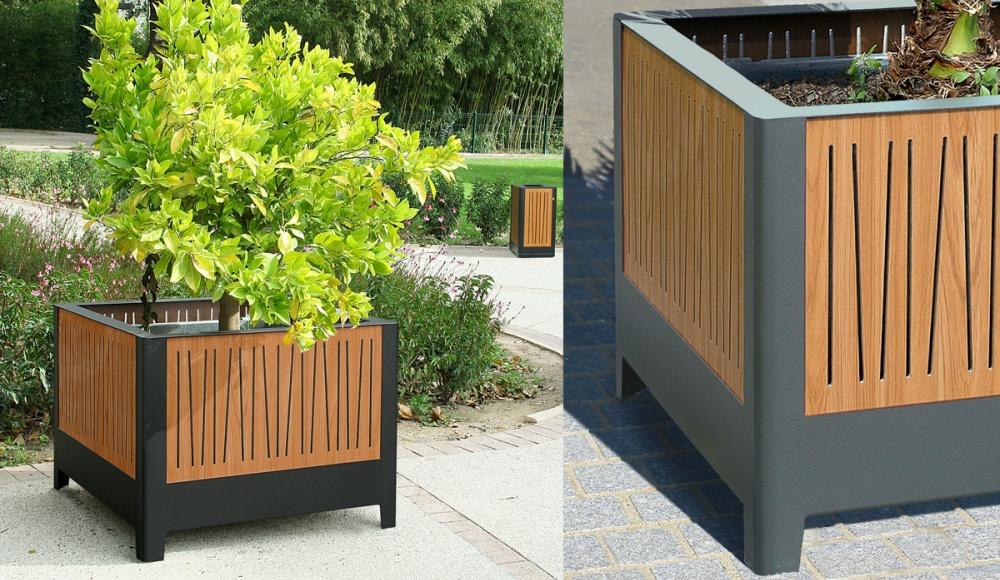 Jardinière acier & stratifié compact Lia